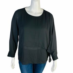 New Alfani Womans Sz 12 Blouse Rogue Romance Black Top Long Sleeve NWT